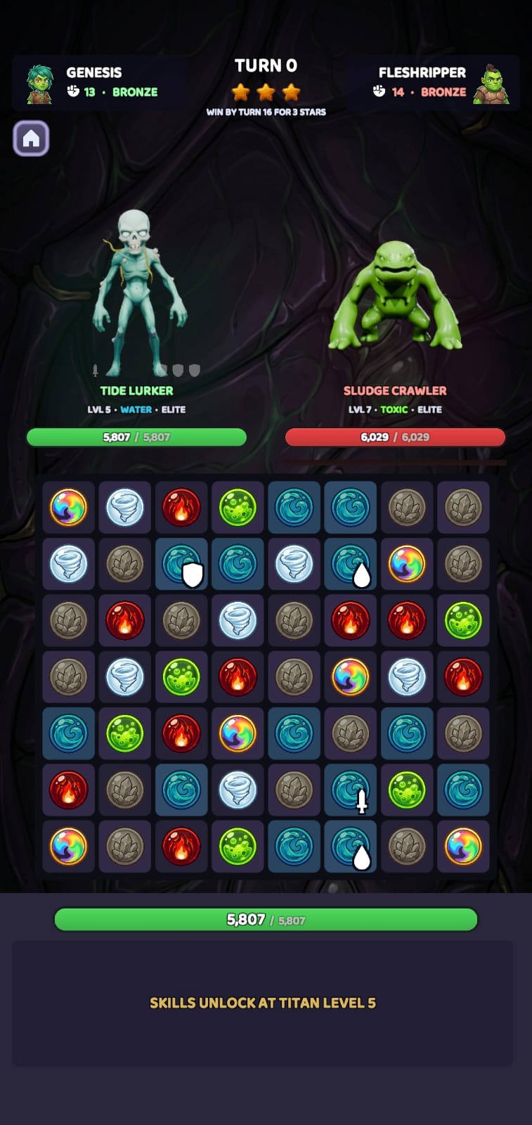 Match-3 battle screenshot